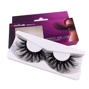 Newcally 25mm 5D Mink Lashes - Luxurious & Reusable Eyelashes