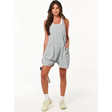 ANRABESS Womens Summer Sleeveless Romper with Pockets