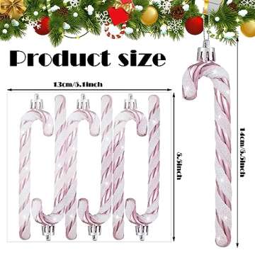 Sotiff Christmas Candy Canes Ornaments Plastic Glitter Candy Cane Christmas Tree Hanging Decorations...
