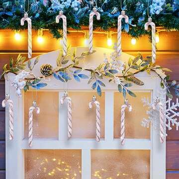 Sotiff Christmas Candy Canes Ornaments Plastic Glitter Candy Cane Christmas Tree Hanging Decorations for Holiday Party Favors (Pink and White,36pcs)