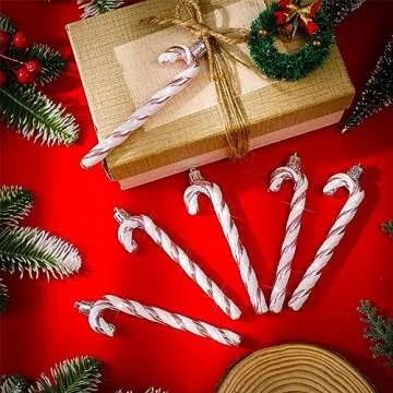 Sotiff Christmas Candy Canes Ornaments Plastic Glitter Candy Cane Christmas Tree Hanging Decorations for Holiday Party Favors (Pink and White,36pcs)