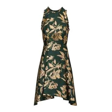 Adrianna Papell Women's Ruffle Jacquard Dress, Hunter