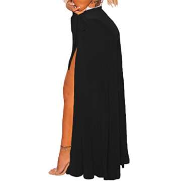 Blibea Women Yellow Beach Skirt Swimsuit Cover Up Wrap Sheer Sarong One Size Black