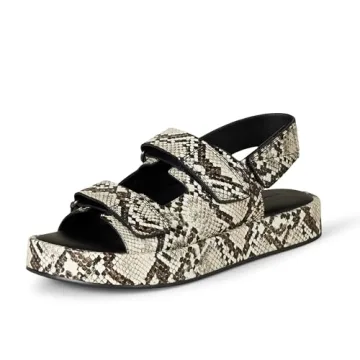Amazon Essentials Women’s Adjustable Triple Strap Flat Platform Sandal in Faux Snake Skin