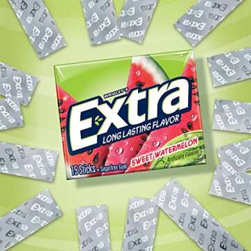 EXTRA Gum Sweet Watermelon Sugarfree Chewing Gum, 15 Pieces (Pack of 10)
