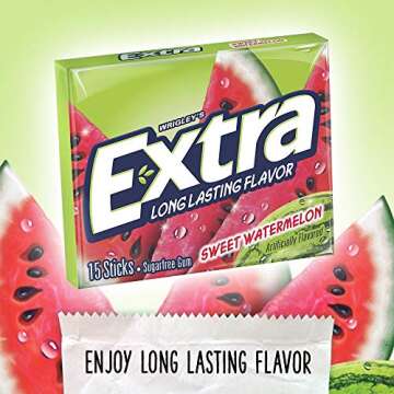EXTRA Gum Sweet Watermelon Sugarfree Chewing Gum, 15 Pieces (Pack of 10)