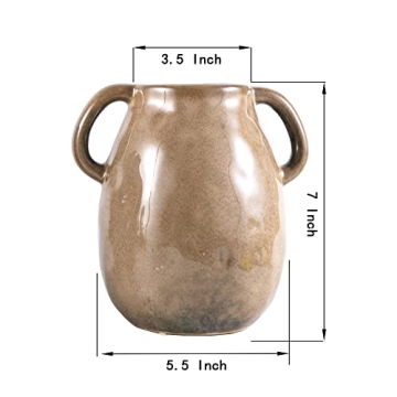 Tanvecle Brown Ceramic Vase for Elegant Home Decor