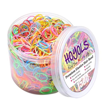 HOYOLS Baby Hair Ties - 1500 pcs Multi-Color Elastic Rubber Bands for Kids