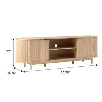 Walker Edison Modern Curved Reeded TV Stand for 75 Inch TVs