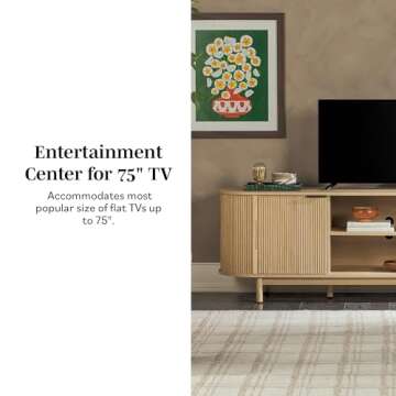 Walker Edison Modern Curved Reeded TV Stand for 75 Inch TVs