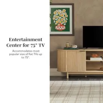 Walker Edison Modern Curved Reeded TV Stand for 75 Inch TVs
