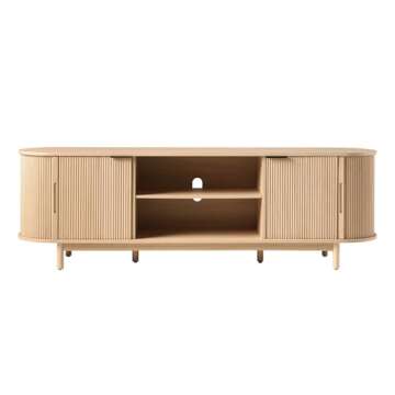 Walker Edison Modern Curved Reeded TV Stand for 75 Inch TVs