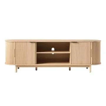 Walker Edison Modern Curved Reeded TV Stand for 75 Inch TVs
