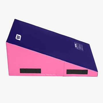 We Sell Mats Preschool Gymnastics Incline Mat, Cheese Wedge Skill Shape, Tumbling Mat for Gymnastics Training, Cheerleading and Obstacle Courses, Purple / Pink