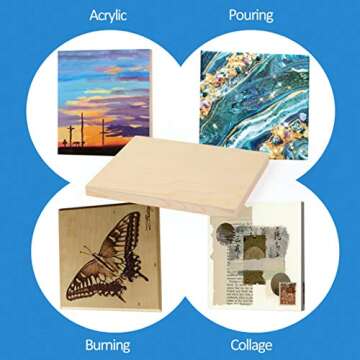 Falling in Art Unfinished Birch Wood Canvas Panels Kit, Falling in Art 4 Pack of 8x10’’ Studio 3...