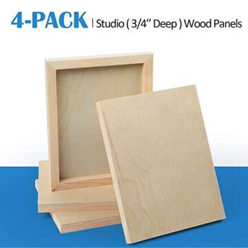 Falling in Art Unfinished Birch Wood Canvas Panels Kit, Falling in Art 4 Pack of 8x10’’ Studio 3/4’’ Deep Cradle Boards for Pouring Art, Crafts, Painting, and More