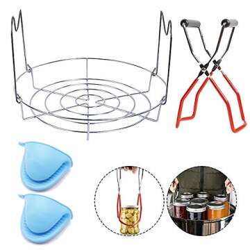 BYE FINGER BURN Canning Jar Lifter, Wonderful Canning Supplies! Canning Rack, Canning Tongs, Silicone Hand Clip in One Canning Tools Package Canning Kits Makes Jobs Easier and Safer.