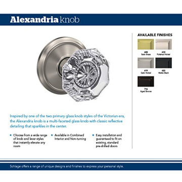 Schlage Alexandria Glass Knob with Collins Trim in Matte Black