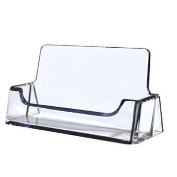 Tag Plastics - 3 Piece Clear Acrylic Business Card Holder Display Office Business Card Holder Busine...