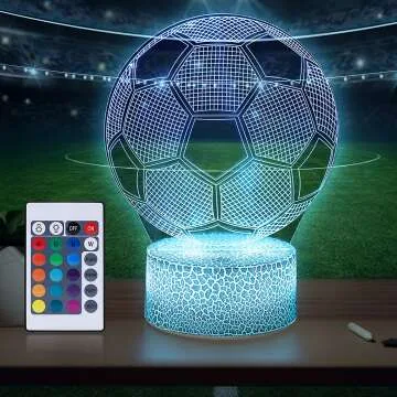 3D Soccer Night Light for Kids - Color Changing & Remote