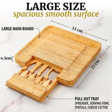 Zulay Kitchen Bamboo Cheese Board Set Perfect for Charcuterie