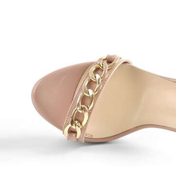 richealnini Women's Platform Stiletto High Heel Sandals with Chains Decor Open Round Toe Sandals with Back Zipper Slim Heeled Zip Up Prom Club Party Dress Shoes Pink Size 6