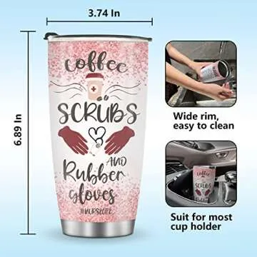 Jekeno Nurse Mug Tumbler Gifts for Women Men Practitioner Coworker Birthday Retirement Appreciation Presents 20oz Stainless Steel Vacuum Insulated Cup with Lid for Water, Iced Tea or Coffee