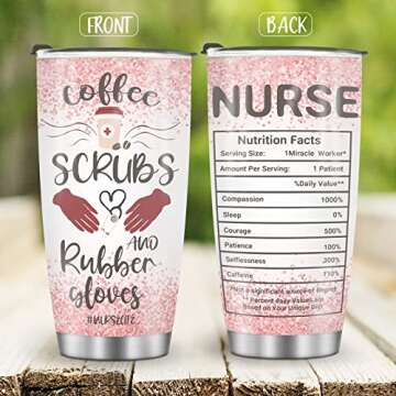 Jekeno Nurse Mug Tumbler Gifts for Women Men Practitioner Coworker Birthday Retirement Appreciation Presents 20oz Stainless Steel Vacuum Insulated Cup with Lid for Water, Iced Tea or Coffee