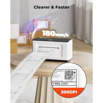 MUNBYN Bluetooth Thermal Label Printer 941B, Wireless 300DPI 4x6 Shipping Label Printer for Small Bu...