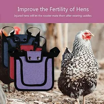 Thungeek 3 Pieces Premium Chicken Saddles with Stretchy Strap, Hen Saddle Sweater Clothes, Birds Protector for Back and Sides, Poultry Accessories for Hens, Suitable for 5-7.6lbs, Red & Blue & Purple