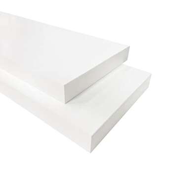 Floating Wall Shelf Set of 2, Wood Wall Decor Storage Shelf, Wall Mount Display Rack for Bedroom, Living Room, Bathroom, Kitchen, Office