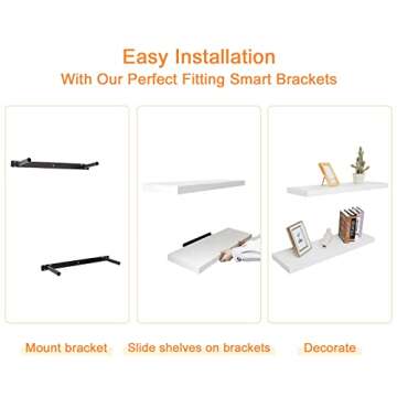 Floating Wall Shelf Set of 2, Wood Wall Decor Storage Shelf, Wall Mount Display Rack for Bedroom, Living Room, Bathroom, Kitchen, Office