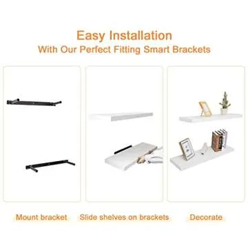 Floating Wall Shelf Set of 2, Wood Wall Decor Storage Shelf, Wall Mount Display Rack for Bedroom, Living Room, Bathroom, Kitchen, Office