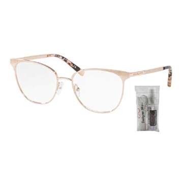 Michael Kors MK3018 NAO 1194 54M Rose Gold-Tone Square Eyeglasses For Women+ BUNDLE With Designer iWear Kit Care Kit