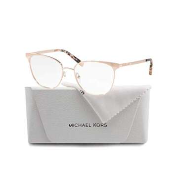 Michael Kors MK3018 NAO 1194 54M Rose Gold-Tone Square Eyeglasses For Women+ BUNDLE With Designer iWear Kit Care Kit