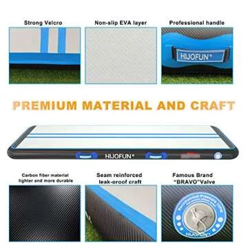 Air Mat Tumble Exercise Inflatable Gymnastics Training Tumbling Mat 10ft 13ft 16ft 20ft 23ft 26ft Training Mat Thick 4/8 Inches with Electric Air Pump for Home Use/Gym/Training/Indoor,Blue Black