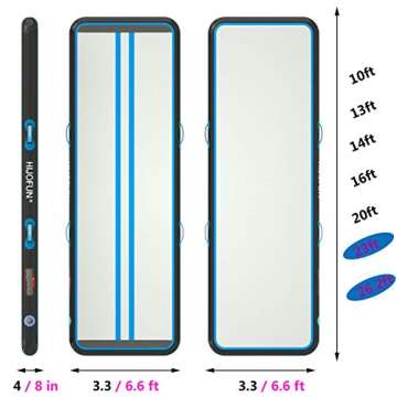 Air Mat Tumble Exercise Inflatable Gymnastics Training Tumbling Mat 10ft 13ft 16ft 20ft 23ft 26ft Training Mat Thick 4/8 Inches with Electric Air Pump for Home Use/Gym/Training/Indoor,Blue Black