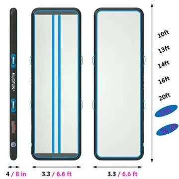 Air Mat Tumble Exercise Inflatable Gymnastics Training Tumbling Mat 10ft 13ft 16ft 20ft 23ft 26ft Training Mat Thick 4/8 Inches with Electric Air Pump for Home Use/Gym/Training/Indoor,Blue Black