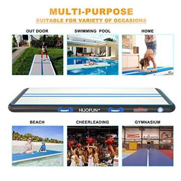 Air Mat Tumble Exercise Inflatable Gymnastics Training Tumbling Mat 10ft 13ft 16ft 20ft 23ft 26ft Training Mat Thick 4/8 Inches with Electric Air Pump for Home Use/Gym/Training/Indoor,Blue Black
