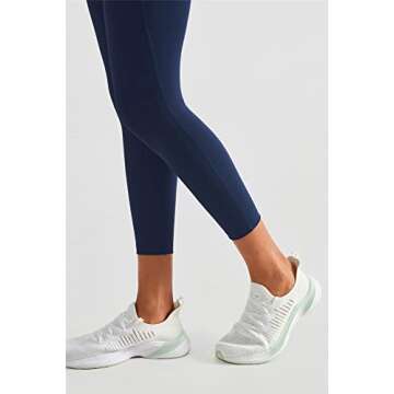 altiland No Front Seam Workout Leggings for Women with Pockets, Buttery Soft Tummy Control Yoga Pants, Athletic Gym Squat Proof Capris (Medium, True Navy)