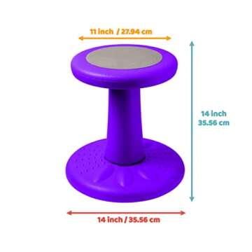 ActiveChairs Kids Wobble Stool, Flexible Preschool & Elementary Classroom Seating, Improves Focus & Posture. ADHD/ADD Wiggle Chair, [Kids Active Fidget Chairs], 14" Stool, Ages 3-7, Purple