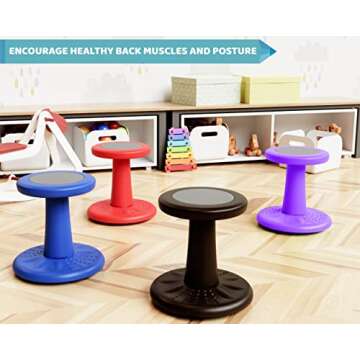 ActiveChairs Kids Wobble Stool, Flexible Preschool & Elementary Classroom Seating, Improves Focus & Posture. ADHD/ADD Wiggle Chair, [Kids Active Fidget Chairs], 14" Stool, Ages 3-7, Purple
