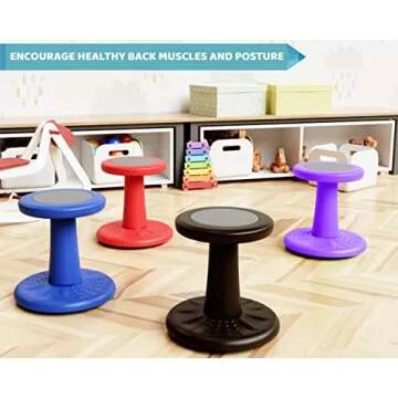 ActiveChairs Kids Wobble Stool, Flexible Preschool & Elementary Classroom Seating, Improves Focus & Posture. ADHD/ADD Wiggle Chair, [Kids Active Fidget Chairs], 14" Stool, Ages 3-7, Purple