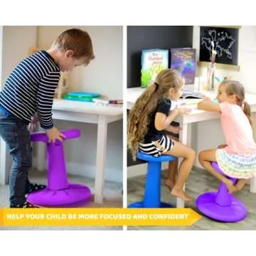 ActiveChairs Kids Wobble Stool, Flexible Preschool & Elementary Classroom Seating, Improves Focus & Posture. ADHD/ADD Wiggle Chair, [Kids Active Fidget Chairs], 14" Stool, Ages 3-7, Purple
