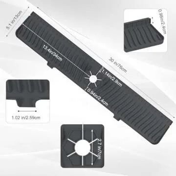 30 inch Kitchen Sink Splash Guard, Silicone Faucet Splash Guard, Large Size Silicone Sink Mat for Ki...