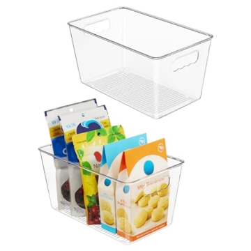 Vtopmart Clear Plastic Pantry Organizer Bins, 2 PCS Food Storage Bins with Handle for Refrigerator, ...