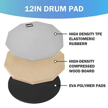 12" Drum Practice Pad with Drumsticks & Bag