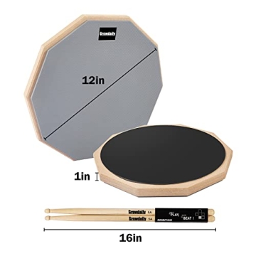 12" Drum Practice Pad with Drumsticks & Bag