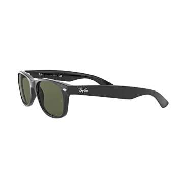 Ray-Ban RB2132 New Wayfarer Square Sunglasses, Black/G-15 Green, 55 mm