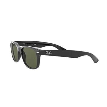 Ray-Ban RB2132 New Wayfarer Square Sunglasses, Black/G-15 Green, 55 mm